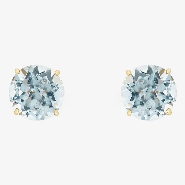 Gemstone 10K Gold 6mm Round Stud Earrings