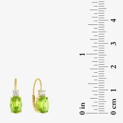 Gemstone 10K Gold Oval Drop Earrings