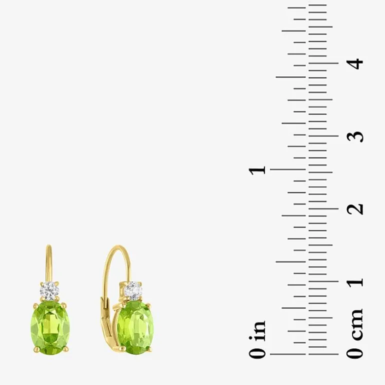 Gemstone 10K Gold Oval Drop Earrings