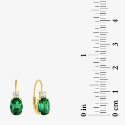 Gemstone 10K Gold Oval Drop Earrings