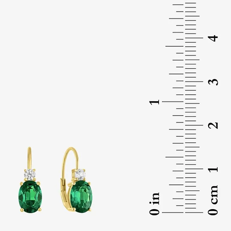 Gemstone 10K Gold Oval Drop Earrings