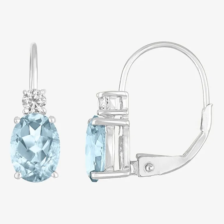 Gemstone 10K Gold Oval Drop Earrings
