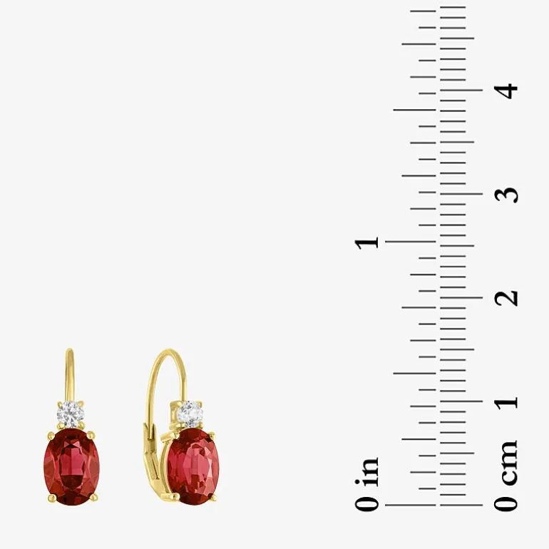 Gemstone 10K Gold Oval Drop Earrings