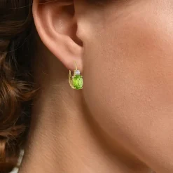Gemstone 10K Gold Oval Drop Earrings
