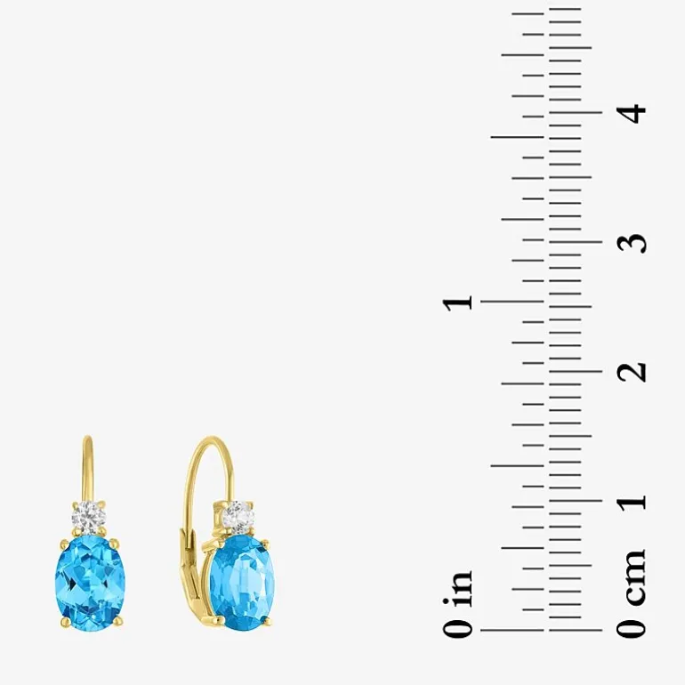 Gemstone 10K Gold Oval Drop Earrings