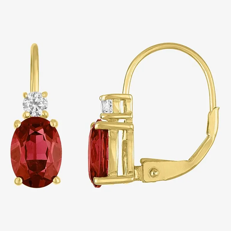 Gemstone 10K Gold Oval Drop Earrings