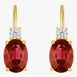 Gemstone 10K Gold Oval Drop Earrings