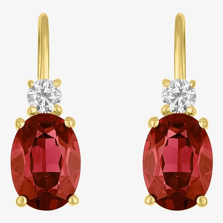 Gemstone 10K Gold Oval Drop Earrings
