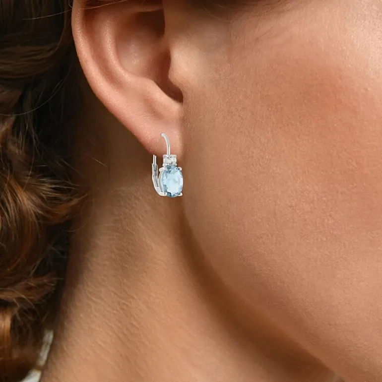 Gemstone 10K Gold Oval Drop Earrings