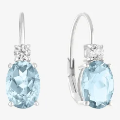 Gemstone 10K Gold Oval Drop Earrings