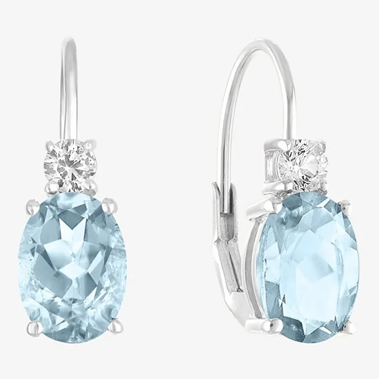 Gemstone 10K Gold Oval Drop Earrings