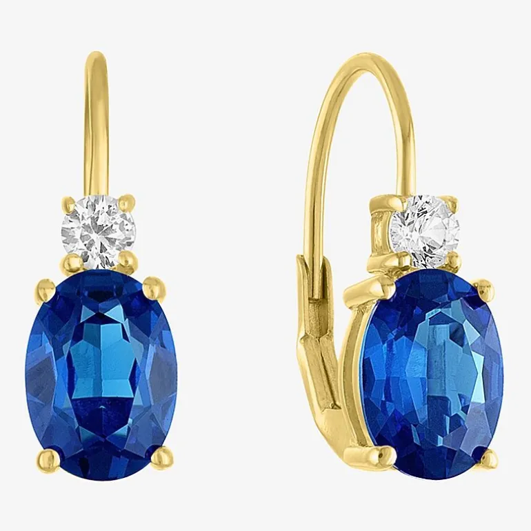 Gemstone 10K Gold Oval Drop Earrings