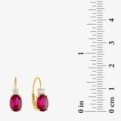 Gemstone 10K Gold Oval Drop Earrings