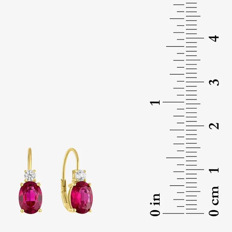 Gemstone 10K Gold Oval Drop Earrings