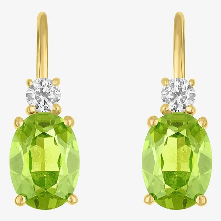 Gemstone 10K Gold Oval Drop Earrings