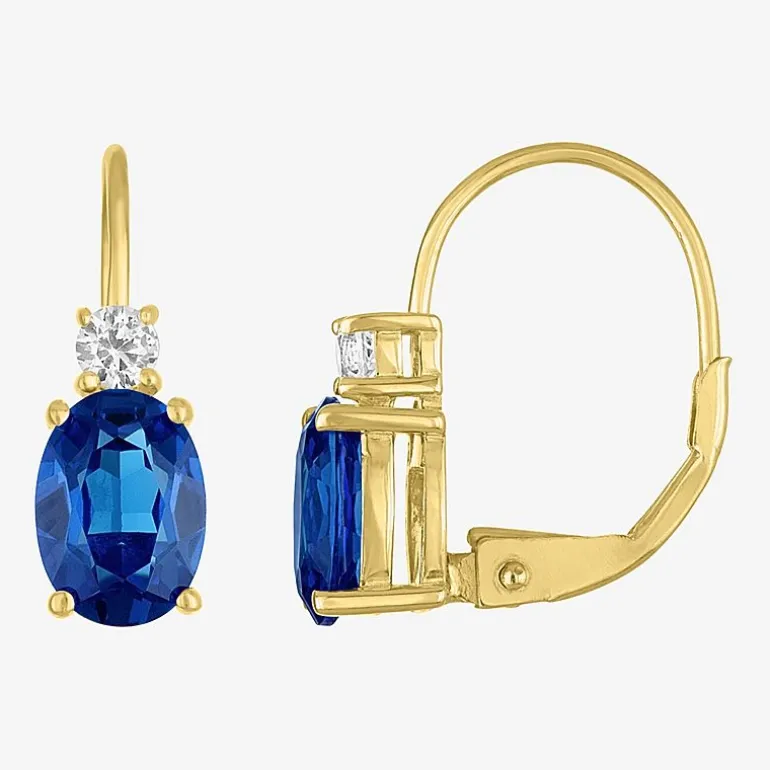Gemstone 10K Gold Oval Drop Earrings