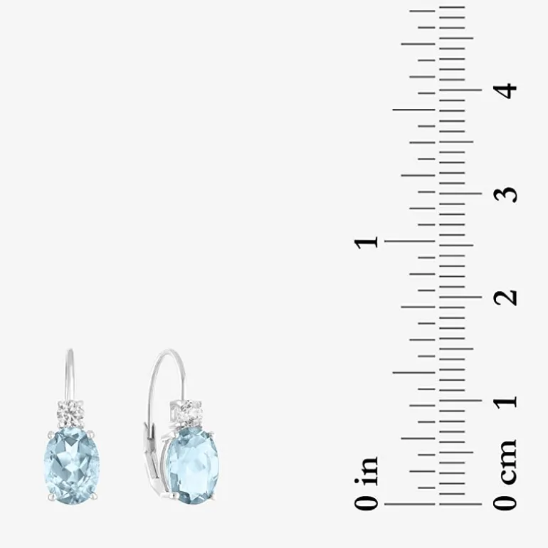 Gemstone 10K Gold Oval Drop Earrings