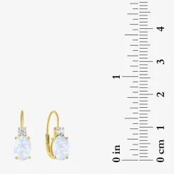 Gemstone 10K Gold Oval Drop Earrings