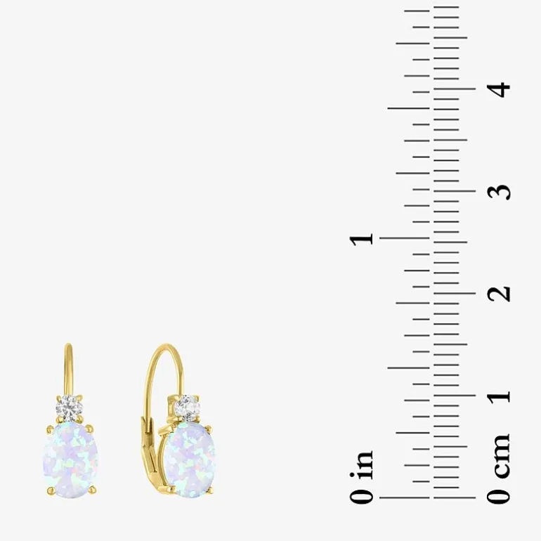 Gemstone 10K Gold Oval Drop Earrings