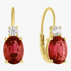 Gemstone 10K Gold Oval Drop Earrings