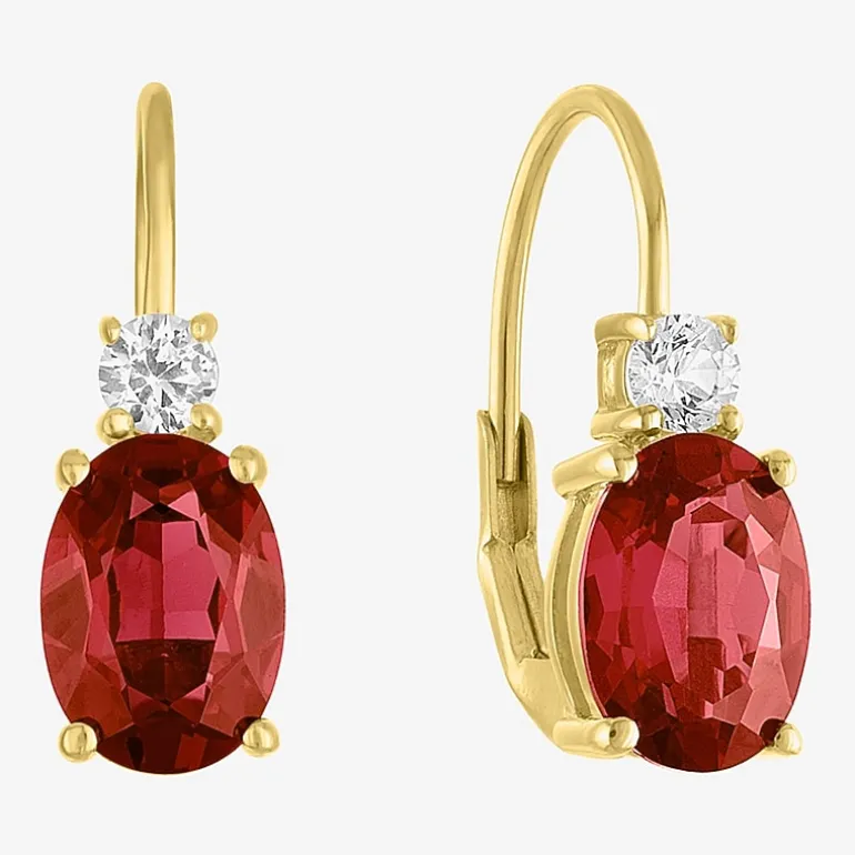 Gemstone 10K Gold Oval Drop Earrings