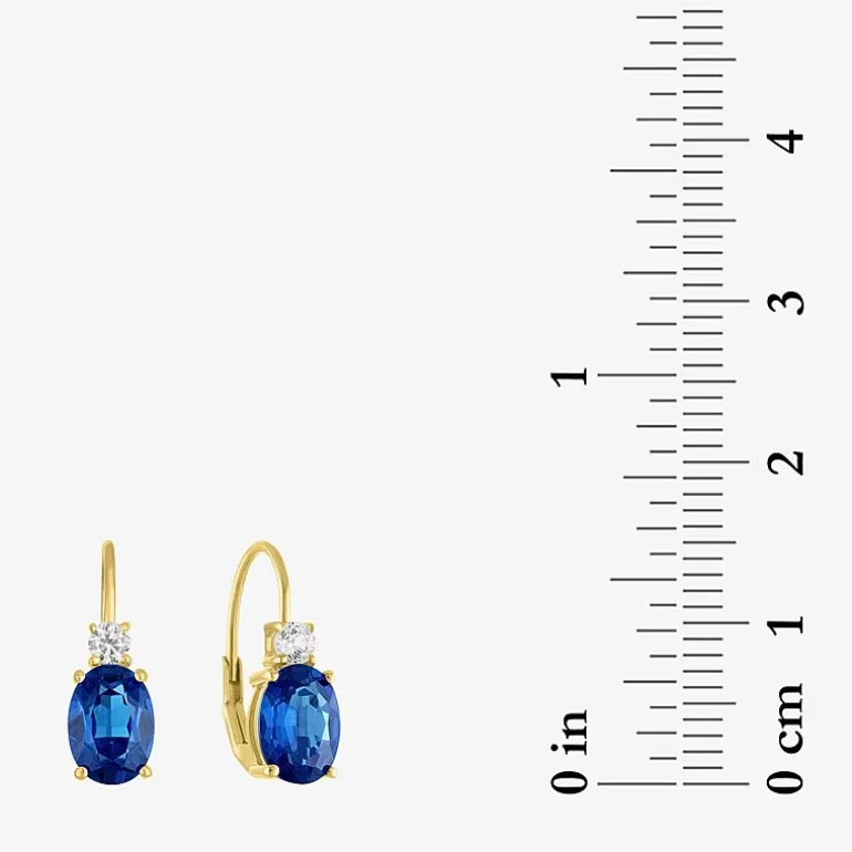Gemstone 10K Gold Oval Drop Earrings
