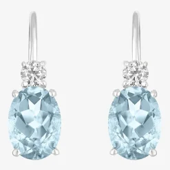 Gemstone 10K Gold Oval Drop Earrings