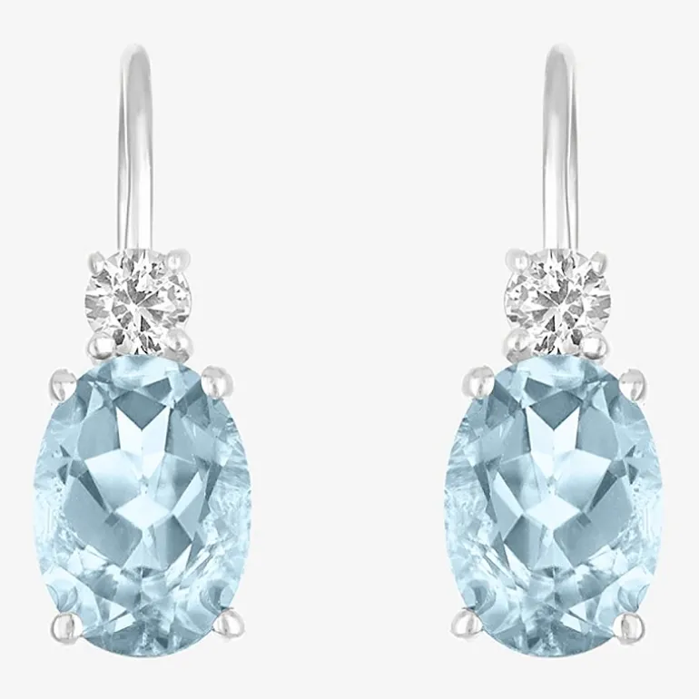 Gemstone 10K Gold Oval Drop Earrings