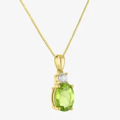 Gemstone 10K Gold Oval Pendant Necklace