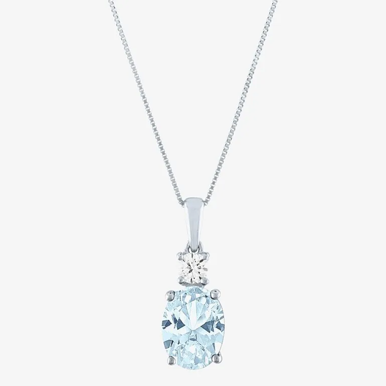Gemstone 10K Gold Oval Pendant Necklace