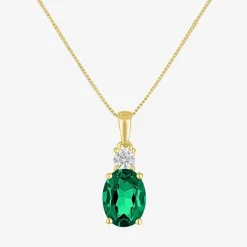 Gemstone 10K Gold Oval Pendant Necklace