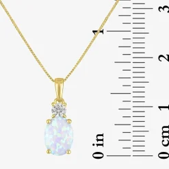 Gemstone 10K Gold Oval Pendant Necklace