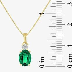 Gemstone 10K Gold Oval Pendant Necklace