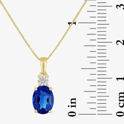 Gemstone 10K Gold Oval Pendant Necklace
