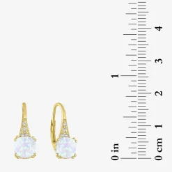 Gemstone 14K Gold Over Silver Cushion Drop Earrings