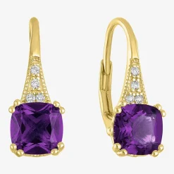 Gemstone 14K Gold Over Silver Cushion Drop Earrings