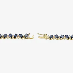Gemstone 18K Gold Over Silver 7.25 Inch Tennis Bracelet