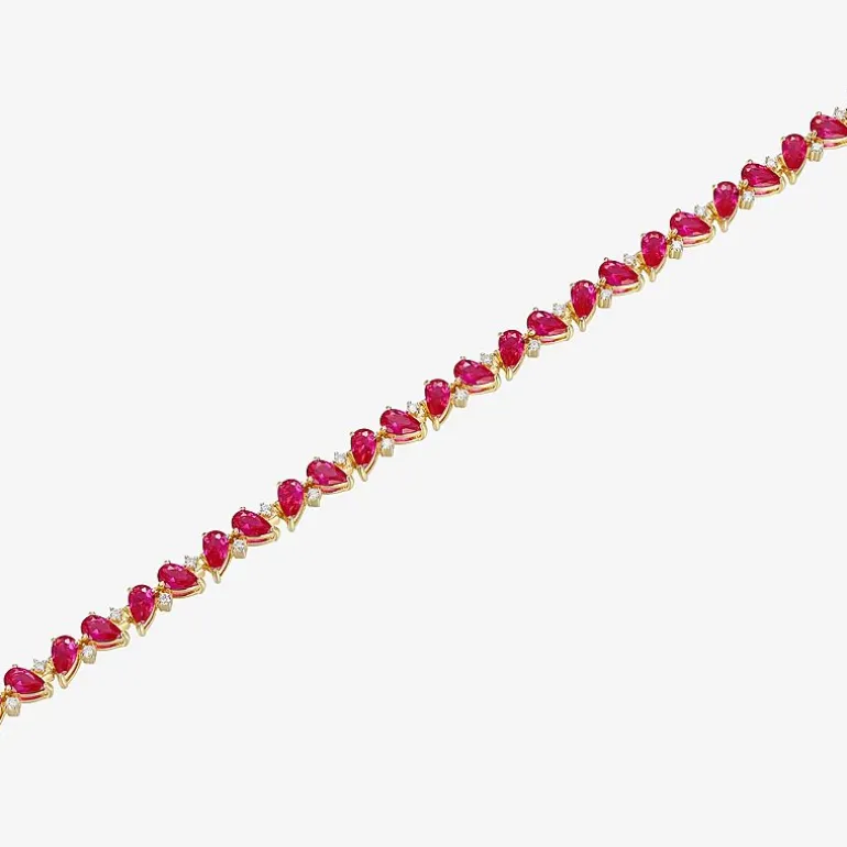 Gemstone 18K Gold Over Silver 7.25 Inch Tennis Bracelet