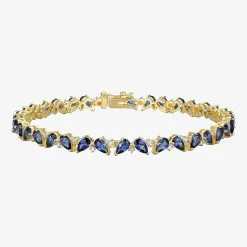 Gemstone 18K Gold Over Silver 7.25 Inch Tennis Bracelet