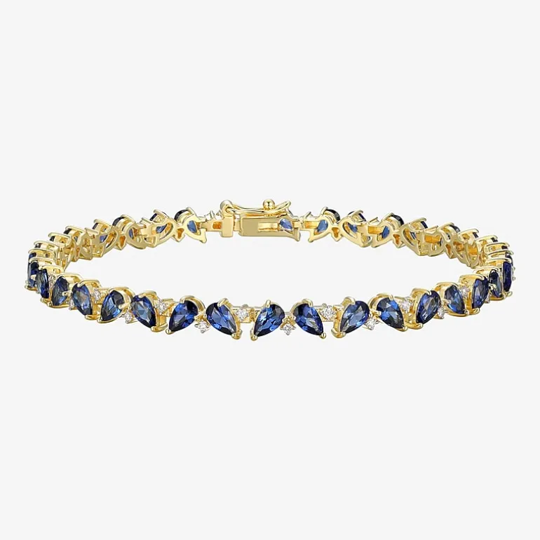 Gemstone 18K Gold Over Silver 7.25 Inch Tennis Bracelet