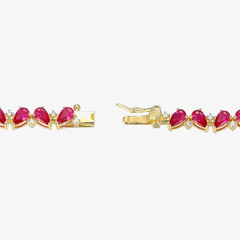 Gemstone 18K Gold Over Silver 7.25 Inch Tennis Bracelet
