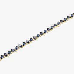 Gemstone 18K Gold Over Silver 7.25 Inch Tennis Bracelet