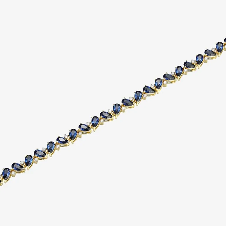 Gemstone 18K Gold Over Silver 7.25 Inch Tennis Bracelet
