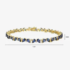 Gemstone 18K Gold Over Silver 7.25 Inch Tennis Bracelet