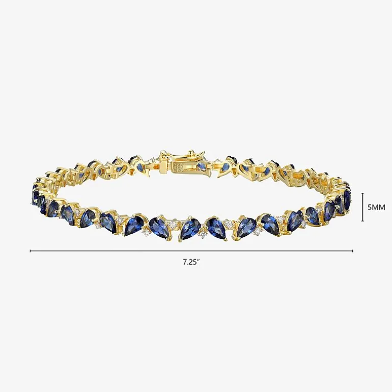 Gemstone 18K Gold Over Silver 7.25 Inch Tennis Bracelet