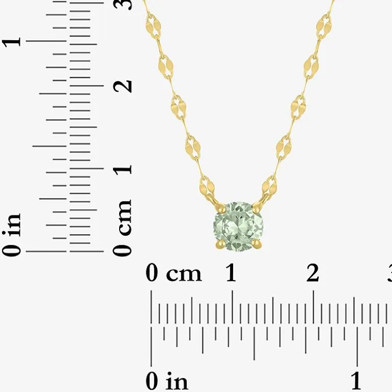 Gemstone 14K Gold Over Silver Round 18 Inch Pendant Necklace