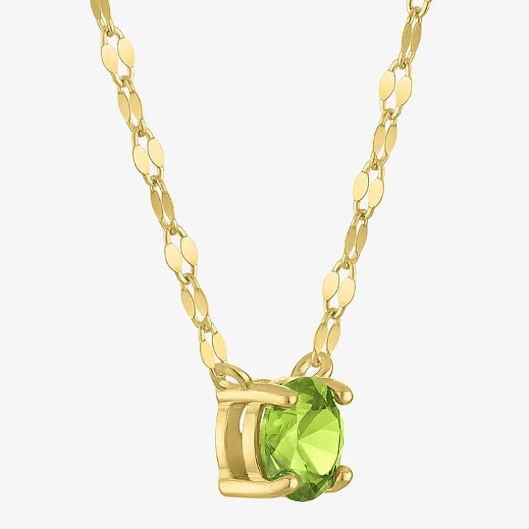 Gemstone 14K Gold Over Silver Round 18 Inch Pendant Necklace