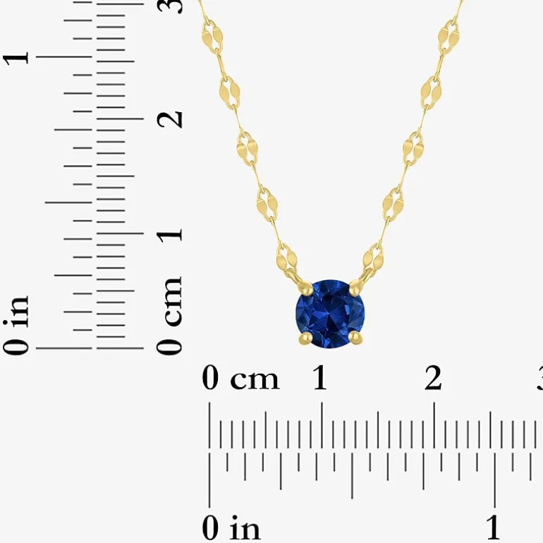 Gemstone 14K Gold Over Silver Round 18 Inch Pendant Necklace