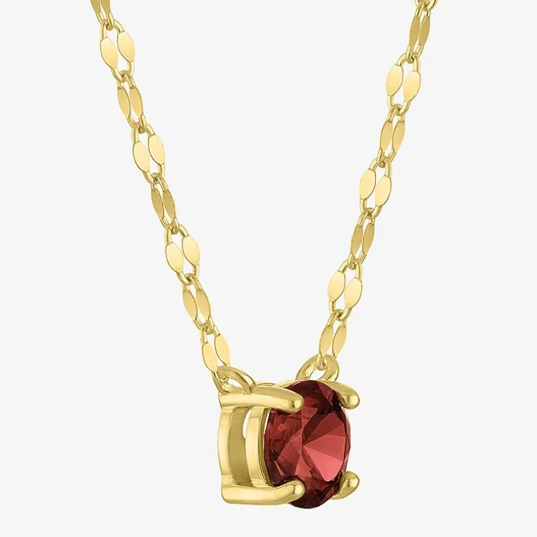Gemstone 14K Gold Over Silver Round 18 Inch Pendant Necklace