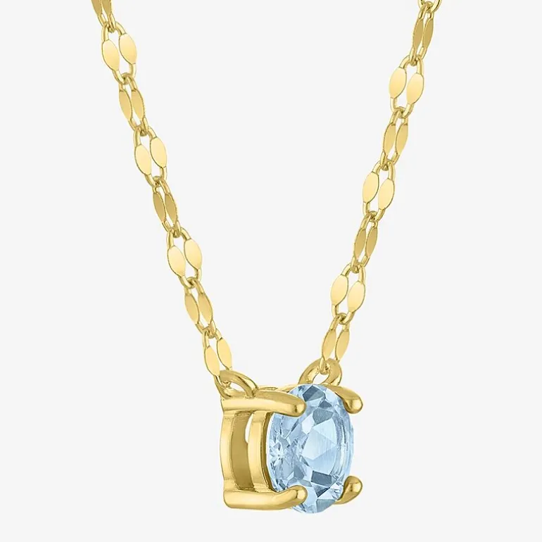 Gemstone 14K Gold Over Silver Round 18 Inch Pendant Necklace